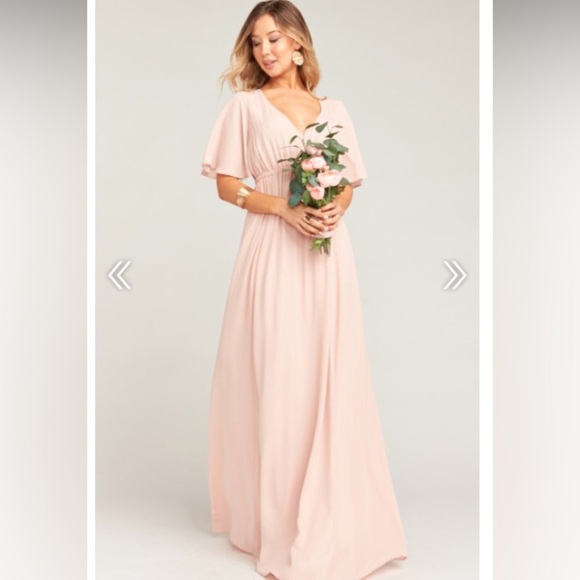Show Me Your Mumu Emily Empire Maxi Dress Dusty Blush Crisp Size XS NWT NEW - Picture 1 of 8